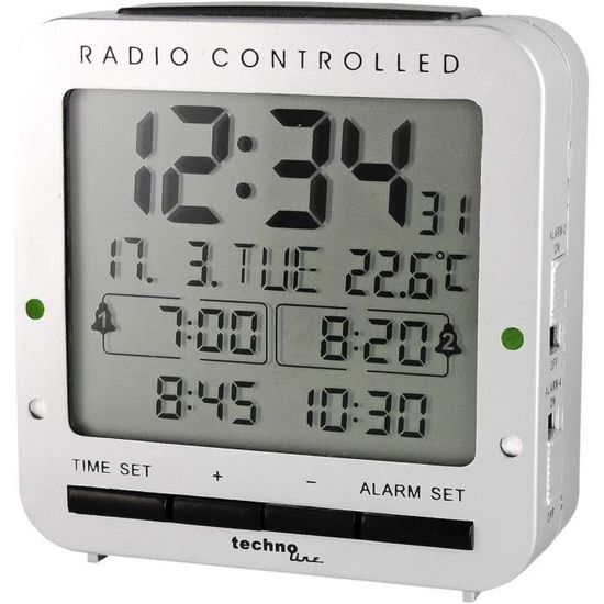 Réveil Radio-piloté Technoline WT 757 – Noir – Affichage Radio – Pour Chambre Adulte