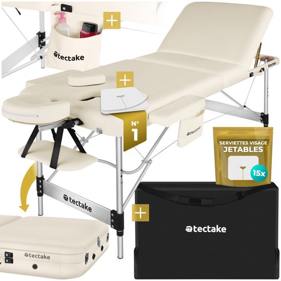 Table De Massage Pliante TECTAKE - Réglable En Hauteur, 3 Zones De Confort, Noire - Neuf