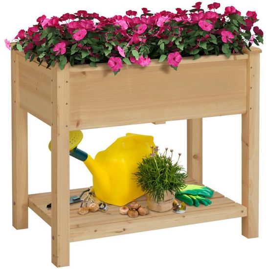 Carré Potager Sur Pieds En Bois De Sapin, Jardinière Surélevée Extérieure Avec Trou De Drainage 120 5x60 5x81 5cm Naturel 95963558 Carré Potager Sur Pieds En Bois De Sapin, Jardinière Surélevée Extérieure Avec Trou De Drainage 120 5x60 5x81 5cm Naturel 95963558