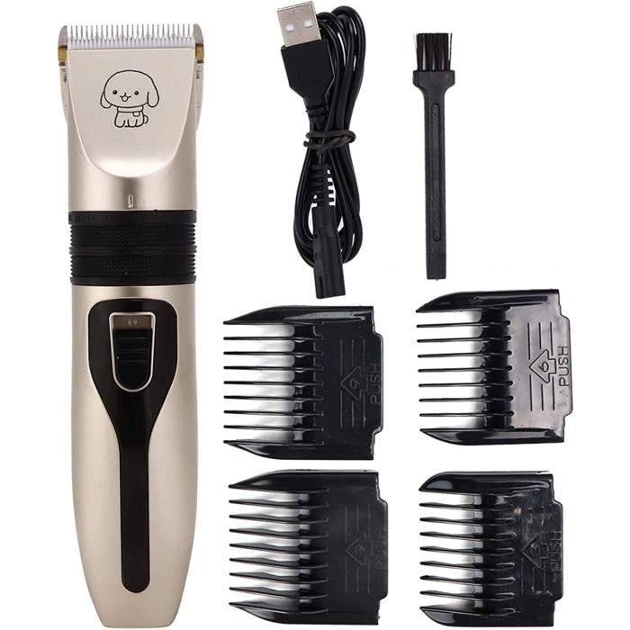 Tondeuse à poils pour animaux de compagnie HTC CT-8086 sans fil et portable, faible bruit, kit de toilettage pour animaux de compagnie avec peignes pour le nettoyage des chiens et des chats