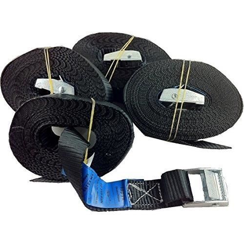OVK Lot de 4 Sangles d'arrimage Boucle de Serrage duo250 Sangles d'attache 125-2,5 m 250 kg en Noir ou Marron, Olive armée iapyx H