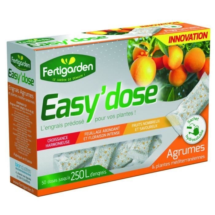 Engrais Easy'dose Agrumes et Plantes méditerranéennes - Oliviers - Lauriers roses -50 sachets monodoses hydrosolubles
