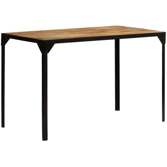 MEXP - Table à manger 4 à 6 personnes - Style industriel - Bois de manguier brut et Acier 120 cm😺5936