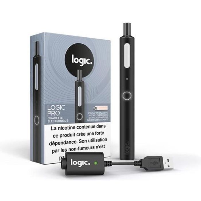 Logic PRO - Cigarette électronique à cartouche Noir avec Chargeur USB