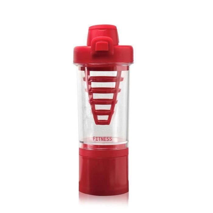Bouteille pour sport Mélangeur Protein Shaker 500ml Rouge @R7