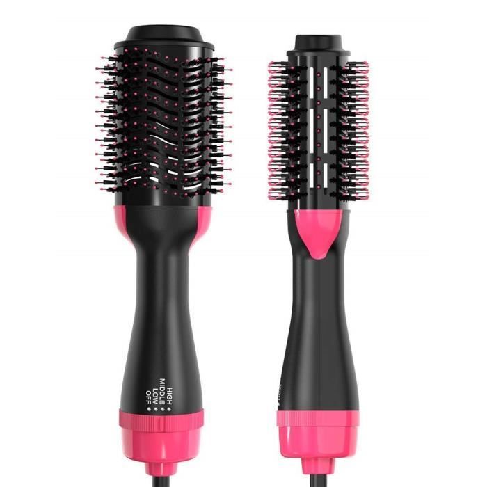 Brosse à air chaud, One Step sèche cheveux et volumateur, 3 en 1 Salon ions négatifs fer à lisser rotatif et peigne à cheveux, pour