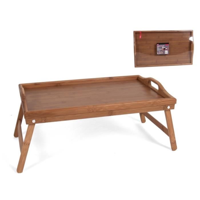 Plateau de service pour lit - Plateau de service avec pieds - Bambou - Plateau de service en bois Lit - Plateau de service pour le