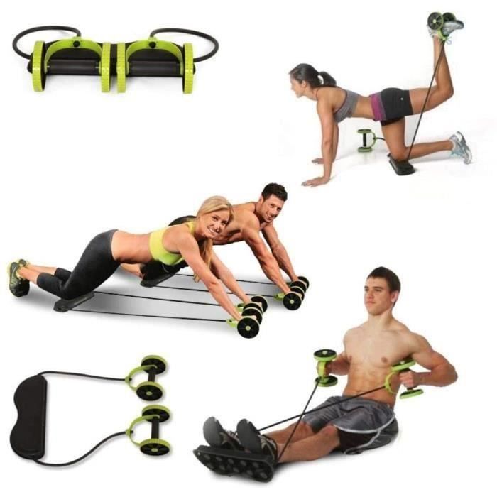 Appareil d'étirement abdominal pour exercices de fitness Roues Belly Wheel Roller Trainer Stretch Elastic Belly Resistance , Green