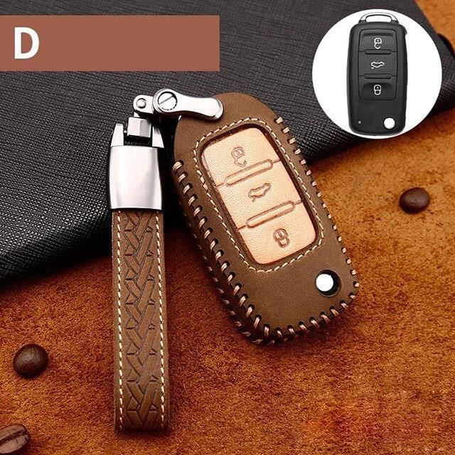 Coque clé,Étui à clés pour Volkswagen, pour VW, Lavida plus, Sagitar, Bora, Tiguan, Anglingdu, Polo, Passat - Type D Brown