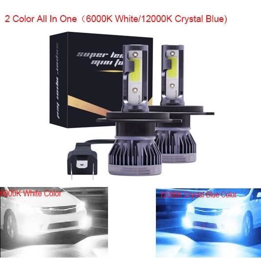 Couleur 6000K 12000K émettant 2Color Socket H4 - 9003 - HB2 Salut - Lo LED Ampoules 1200 lm - paire, kit vers