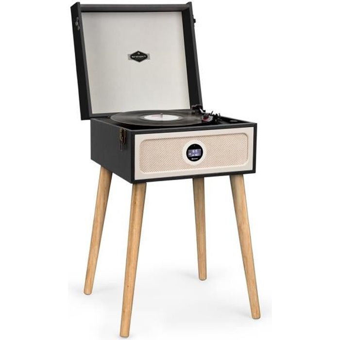 auna Sarah Ann DAB Platine vinyle 3 vitesses - USB - Bluetooth - Enceintes stéréo intégrées - AUX - Noire