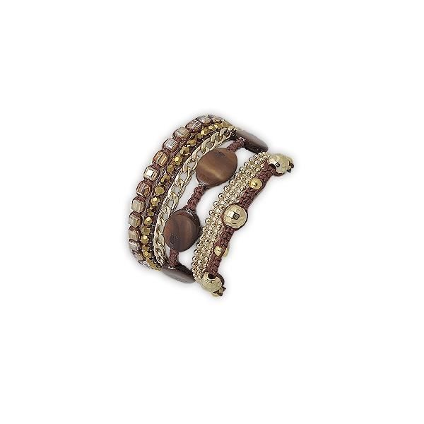 Bracelet Perles Nacre Ocre