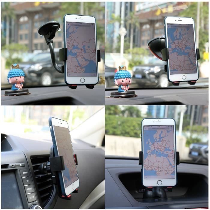 3 en 1 Support Téléphone Voiture Universel Navigation GPS- 360°Rotation –Pour Smartphone Mobile Portable iPhone Samsung - Bleu