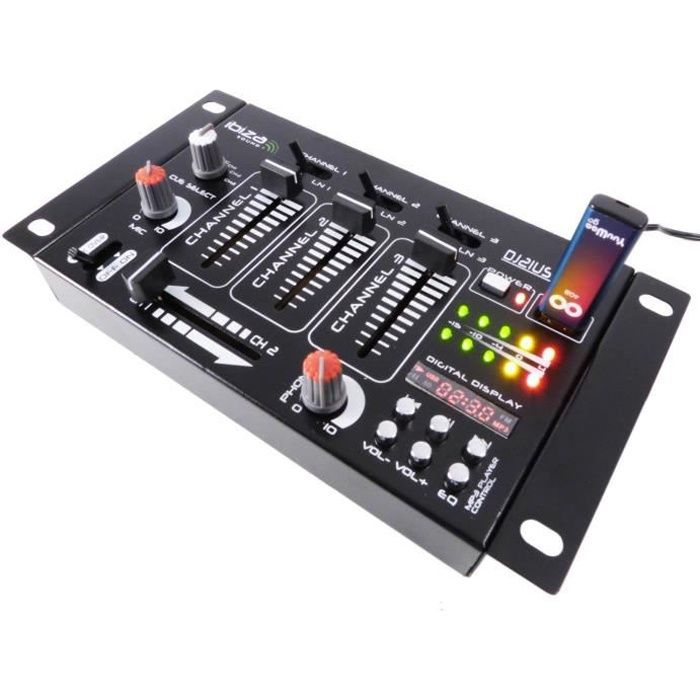 Table de mixage IBIZA SOUND 4 voies 7 entrées - USB - DJ12USB-MKII
