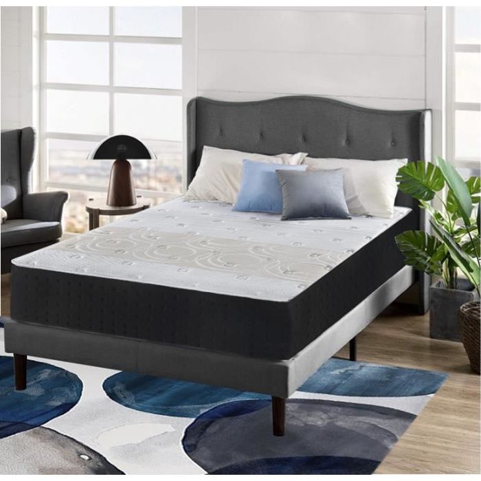 Luxe Matelas mémoire de forme et ressorts ensachés 90x190 Memo - épaisseur 20cm- 8 zones de confort mousse mémoire adaptative