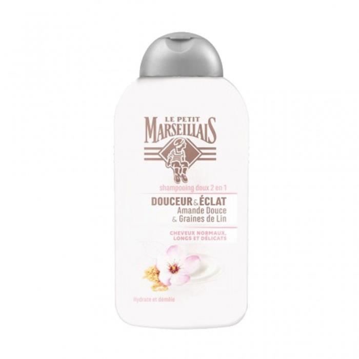 Le Petit Marseillais Shampooing Doux 2 en 1 Douceur & Éclat Amande Douce & Graines de Lin 250ml (lot