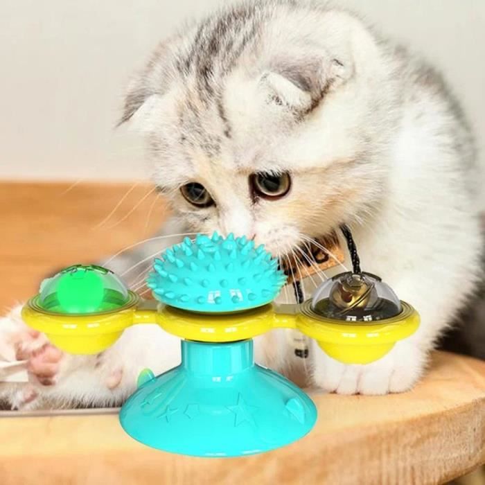 Moulin à vent chat jouet tourne-disque taquiner bleu