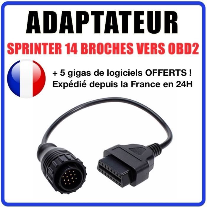 Connecteur diagnostic CABLE OBD2 14 broches VERS 16 pins - SPRINTER
