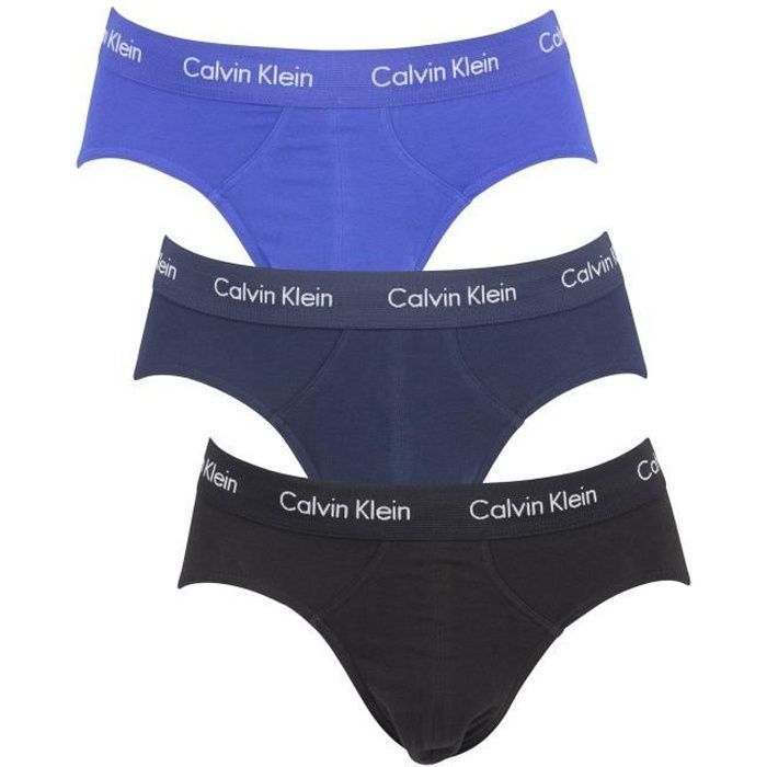 Calvin Klein Homme Pack de 3 Slip Hip, Bleu