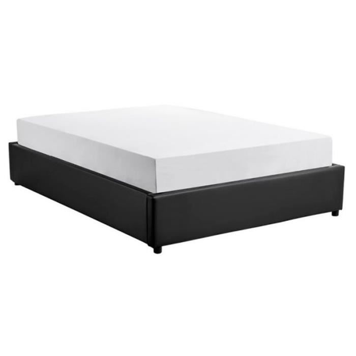 Lit Coffre Design -niura- 140x190cm Noir - Paris Prix