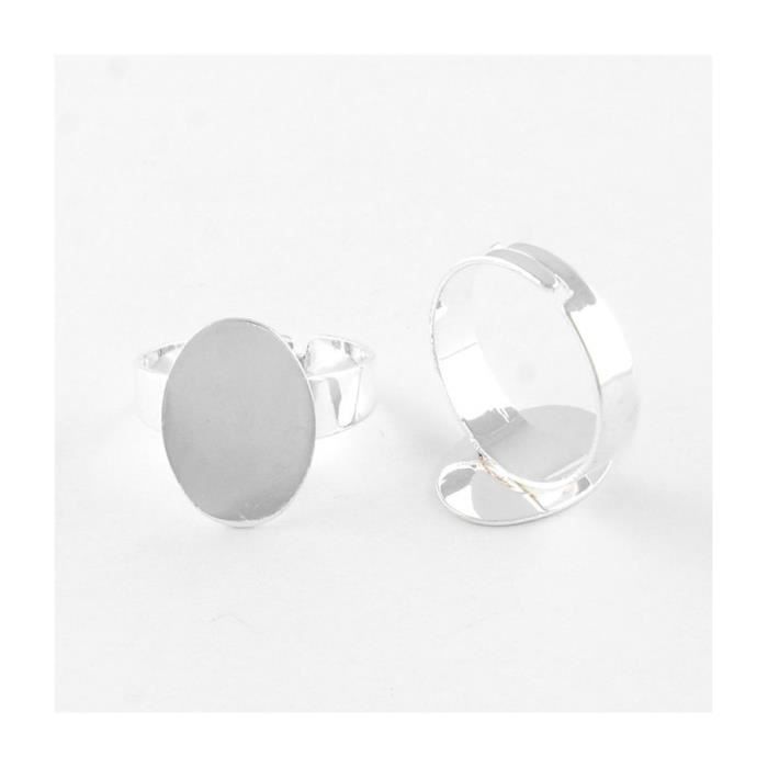 Accessoires création supports de bagues plateau ovale12x17 mm (5 pièces) Gris