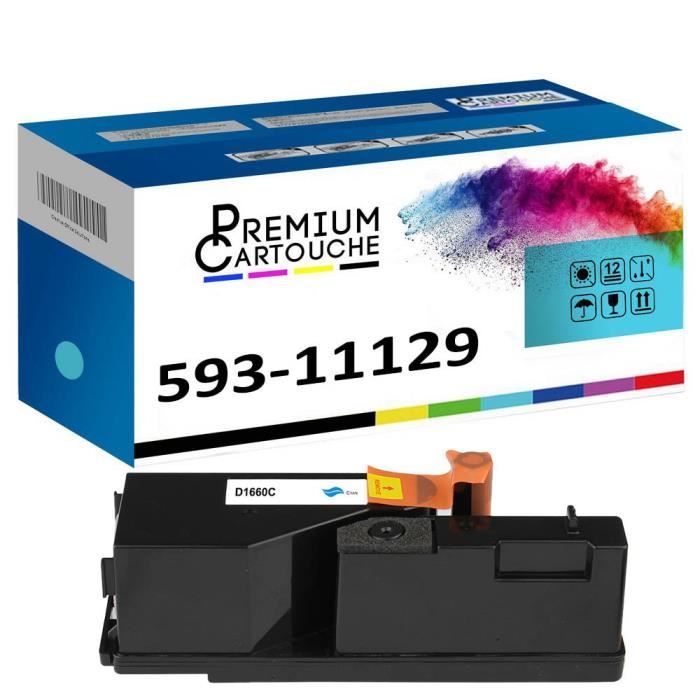 Toner 593-11129 5R6J0 Cyan Compatible pour Dell C 1660w Dell C 1660w