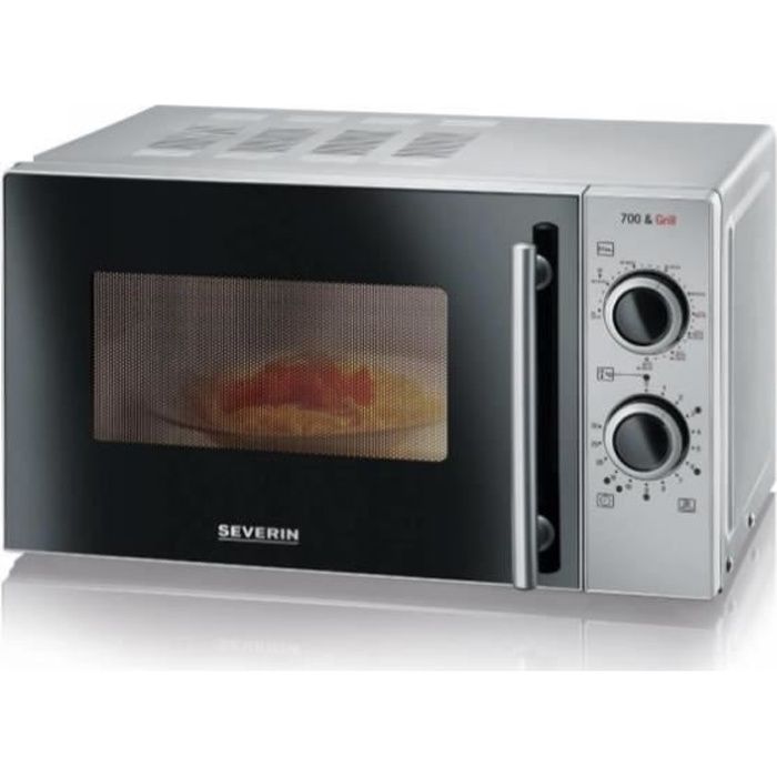 Severin MW 9282, Comptoir, Micro-ondes grill, 20 L, 700 W, Rotatif, Noir, Argent