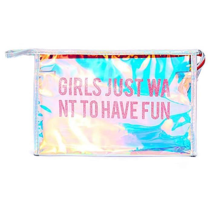 Transparent Sac a Maquillage Trousse de Toilette Pochette de Cosmétique pour Femme Imperméable PVC (Rose)
