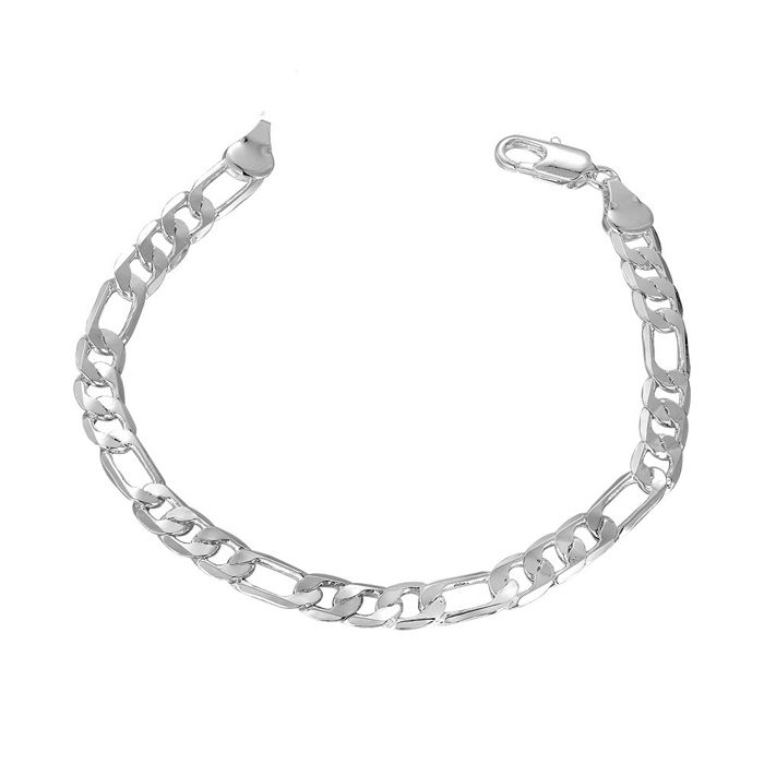 TD® Bijoux en argent 925 66mm-bracelet en argent avec fermoir bijoux pour poignée-Bracelet gourmette 8MM Flat Sideways Bracelet