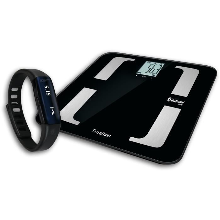TERRAILLON 14002 - Fitness Pack connecté : Impédancementre + bracelet traqueur d'activité - 8 mémoires - Ecran LCD