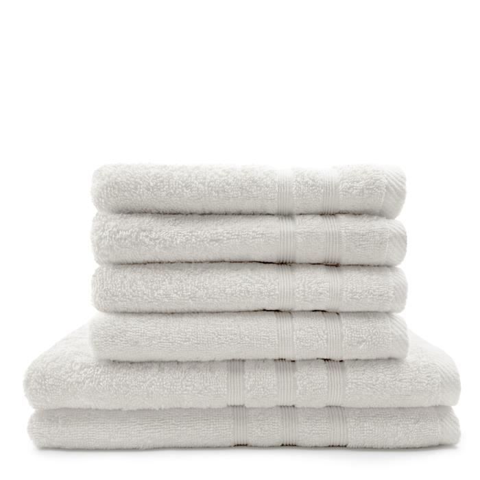 TODAY Lot de 4 Serviettes de bain 50 x 100 cm + 2 Draps de bain 70 x 130 cm Chantilly - 100% coton
