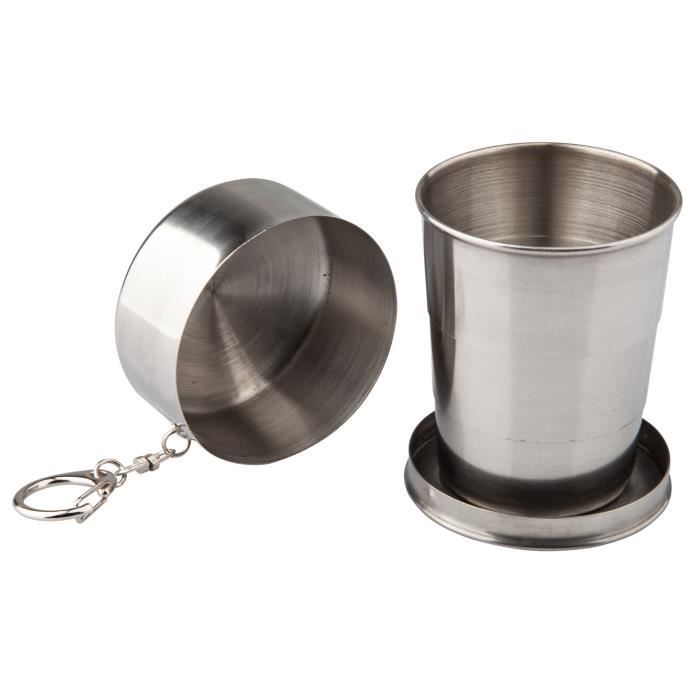 TRIXES Tasse Télescopique Pliable en Acier Inoxydable pour Camping Voyage