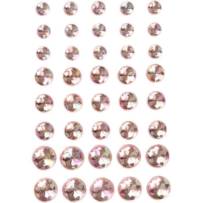 Pierres de strass rondes à facettes, auto-adhésives, divers formats, de la gamme de Vivi Gade Design. réf 28324