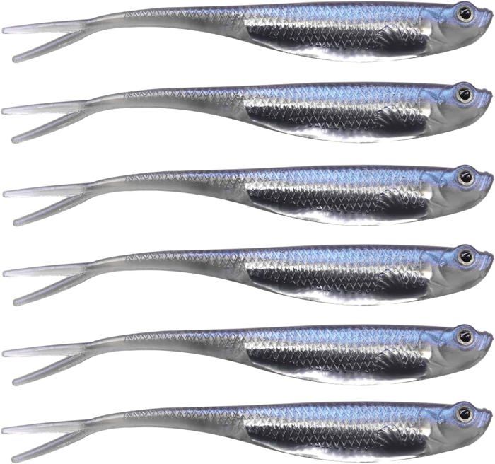 Lot De 100 Leurres Souples Curl Tail Grub Nacré Blanc - Pour Bass