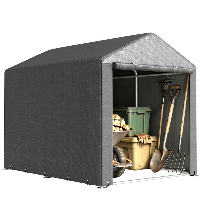 Abri de jardin tente de stockage portable abri de vélo garage pour extérieur avec cadre en acier galvanisé et grande porte