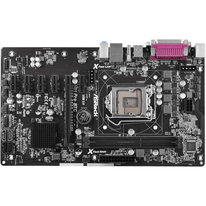 Carte mère ASRock H81 Pro BTC Intel H81 LGA 1150 2xDDR3 16GB ATX Reconditionné - ASRock reconditionné disponible sur Cdiscount Seconde Vie