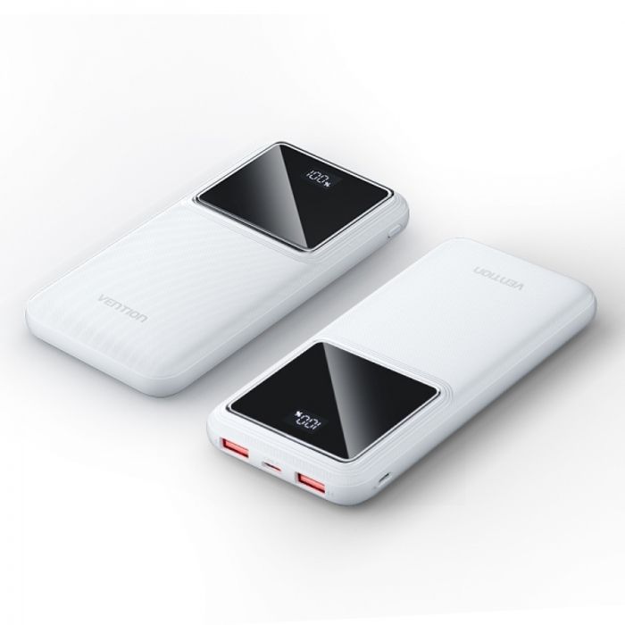 Powerbank - VENTION - 10000mAh - 225W - USB-C/USB-A - Écran LED - Blanc