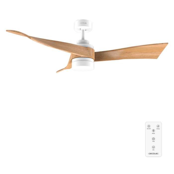Ventilateur de plafond - CECOTEC - EnergySilence Aero 5280 LightWood - DC 40 W - 132 cm - LED 18 W 3 teintes - Cecotec