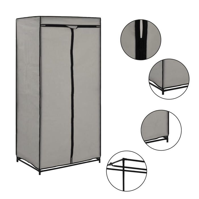 Black November Garde-robe - Armoire à Vêtements Gris 75x50x160 cm CC4445592
