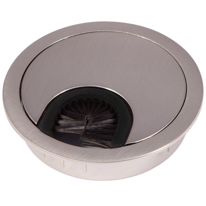 SOTECH 2 pièces Passages de câbles en métal aspect inox Dimension de perçage Ø 68 mm Bureau avec joint anti-poussière SOTECH 2 pièces Passages de câbles en métal aspect inox Dimension de perçage Ø 68 mm Bureau avec joint anti-poussière