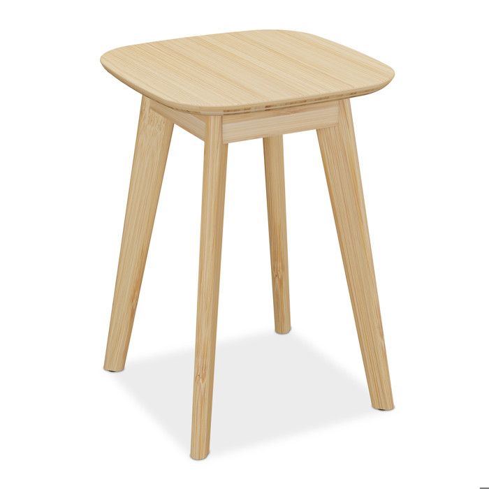Relaxdays Tabouret en bambou HxLxP : 46 x 33 x 33 cm pour la salle de bain la cuisine ou lentrée nature
