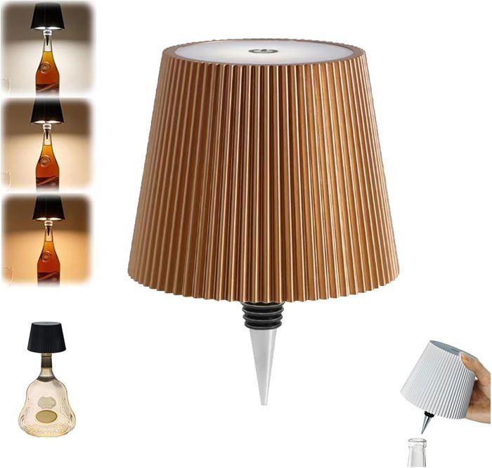 Lampe de Table - KCVV - Lampe Bouteille Sans Fil - Rechargeable 2000mAh - LED - Or clair
