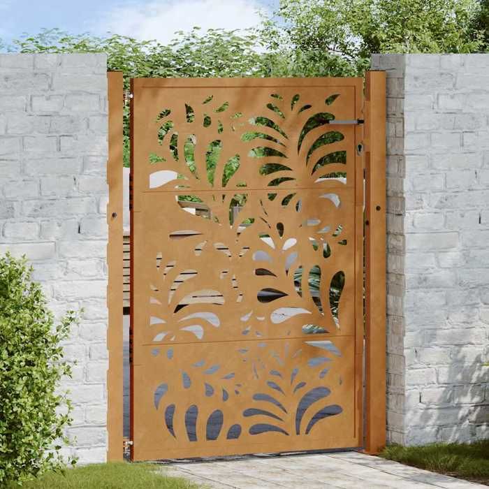 vidaXL Porte de jardin acier résistant aux intempéries Design vagues