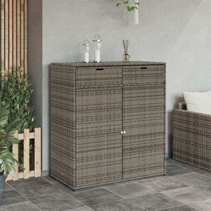 RemiseCoffre meuble de jardin Armoire de rangement de jardin gris 105 x 55 x 113cm résine tressée JILIMAISON2025 79987509