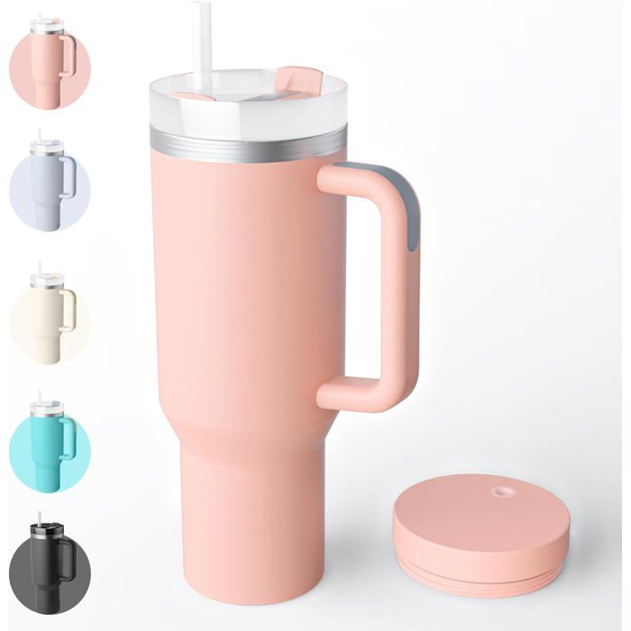 40oz Mug Isotherme Antifuites en Acier Inox Double isolée sous Vide Tasse Isotherme sans BPA Brume Rose