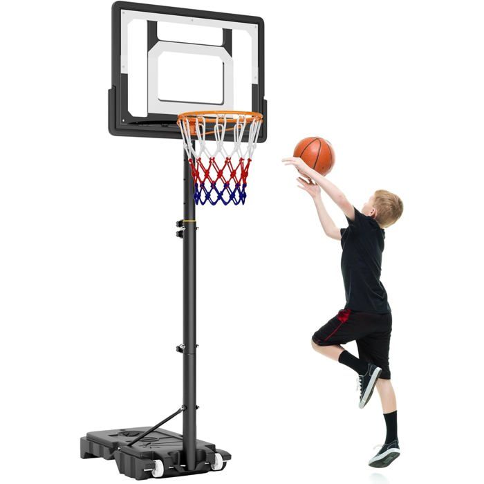 OneTeam Panier Basket Enfant – Hauteur Réglable, Cadre Acier 45 Mm, Planche 82x58 Cm, Panier 38 Cm à Double Ressort, Durable