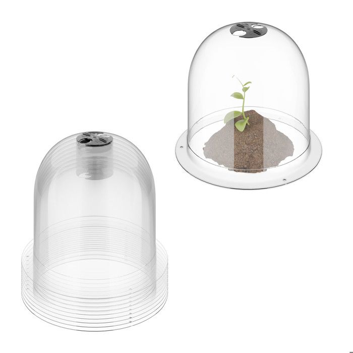 Relaxdays Cloche de culture set de 10 Ø 25 cm protection gel & escargots cloches empilables PET transparent