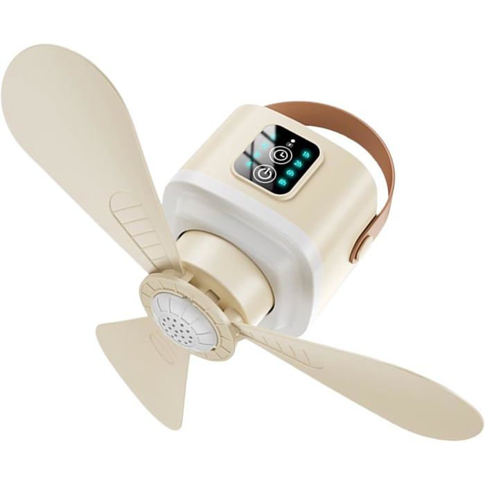 Ventilateur de plafond portable avec lumière LED 4 vitesses pour intérieur et extérieur - Tande