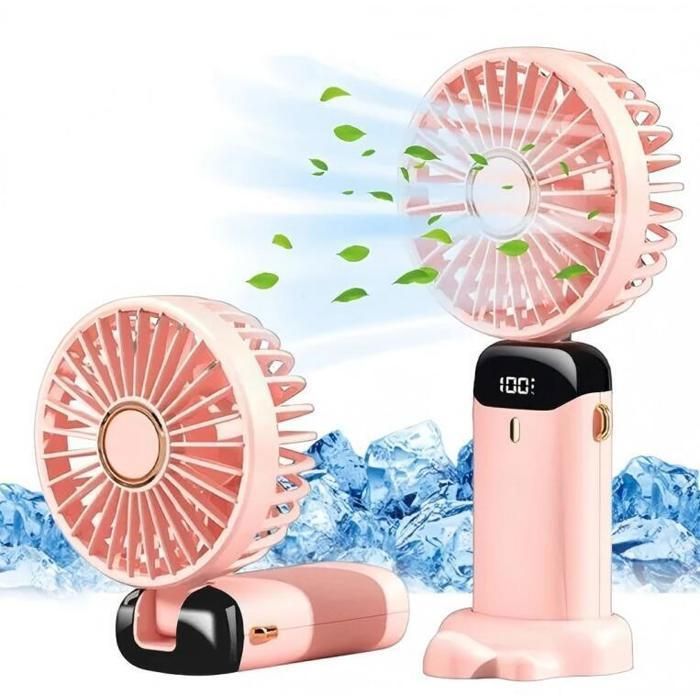 Ventilateur Portable avec Ecran LED 5 Vitesses Batterie 4000mAh Rechargeable par USB Rose - Eaun