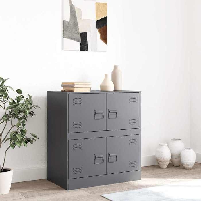 (SOLDE dété) Placard/Buffet bas - Décor salon - anthracite 67 x 39 x 73 cm acier *aspect pratique8251579